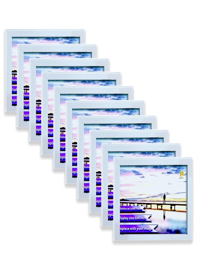 Photon White Picture Frame Set of 10 4x6 Inch 15.2 x 10.2 cm Wall Mountable Photo Frames with MDF Back and Plexiglass Cover for Home Office Gallery Decor Vertical and Horizontal Display - Image 1